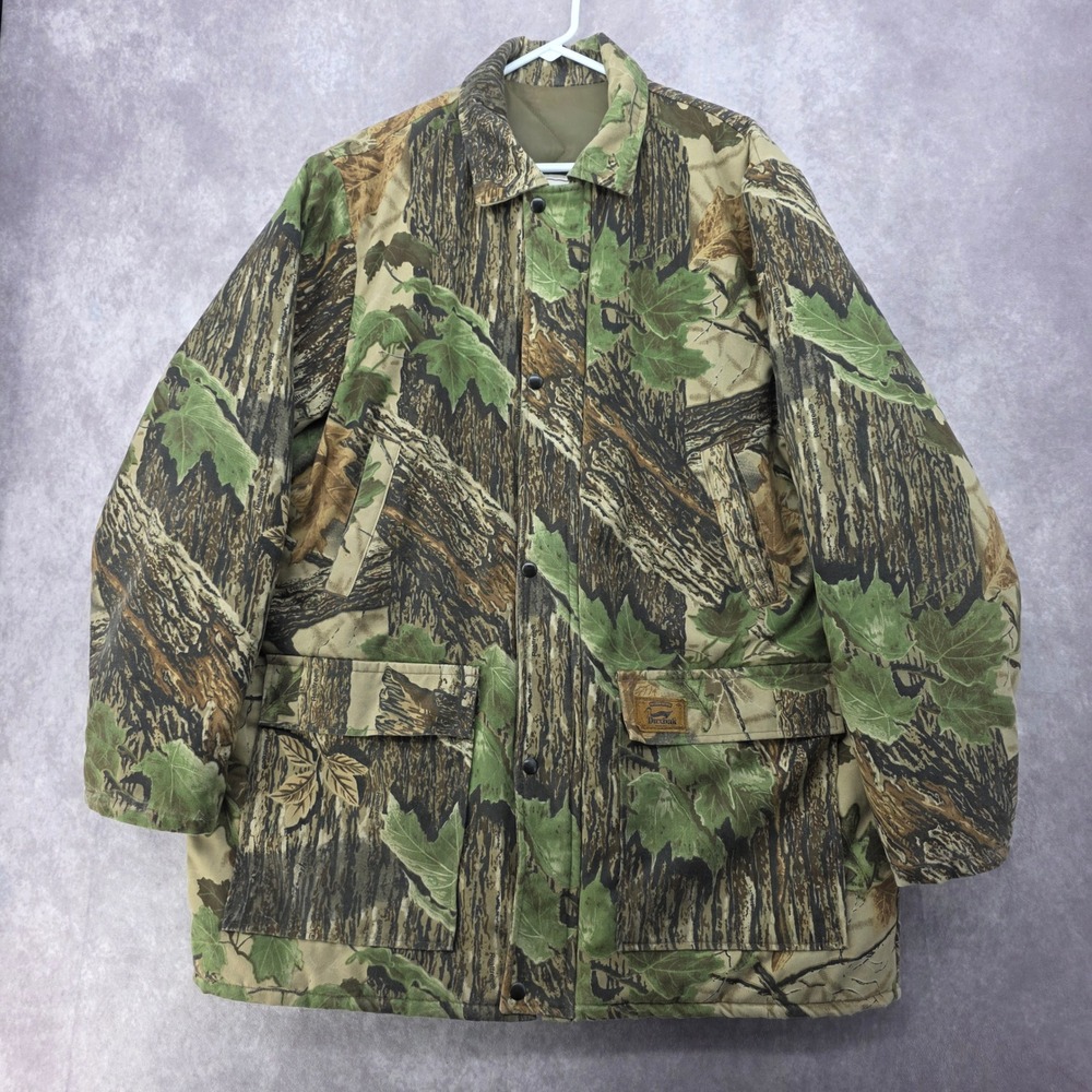Vintage Duxbak Realtree Camo Hunting Jacket XL Made in USA Quilted Lined Canvas